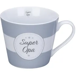 Krasilnikoff Happy Cup Super Opa Stripes, Ø10 x H9cm, Super Opa, grau
