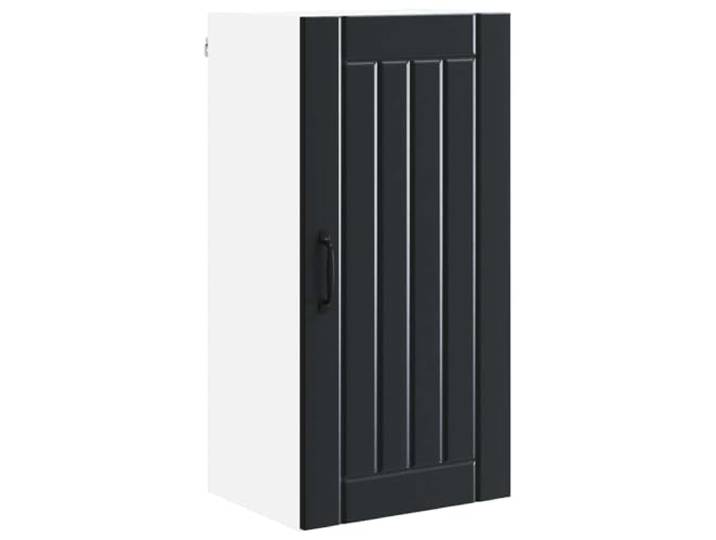 HKTMGDNG Küchen Wandschrank Hängeschrank Schwarz 40x31x80 cm Holzwerkstoff Stilvoller Oberschrank für Küche und Esszimmer mit Tür, 2 Ablagen und robuster Konstruktion für alltäglichen Komfort.
