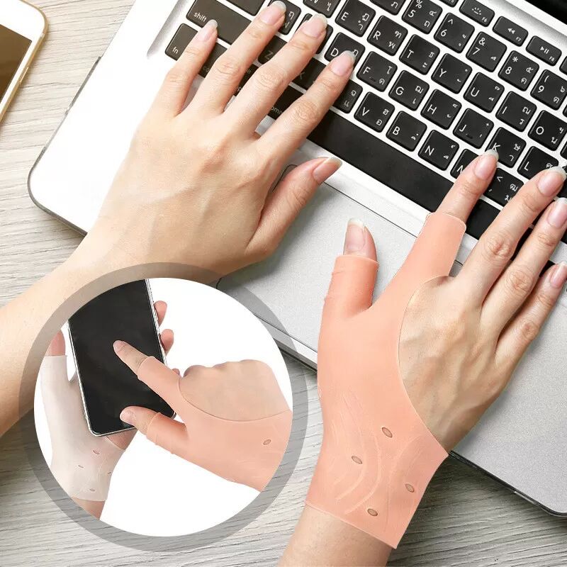 INF Zwei-Finger-Handschuh, weicher und elastischer Daumenschutz mit Kompressionspassform Beige