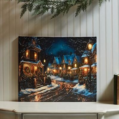 Streamline Art Victorian Christmas Town Lighted Canvas Wall Art Multi Warm , Multi Warm