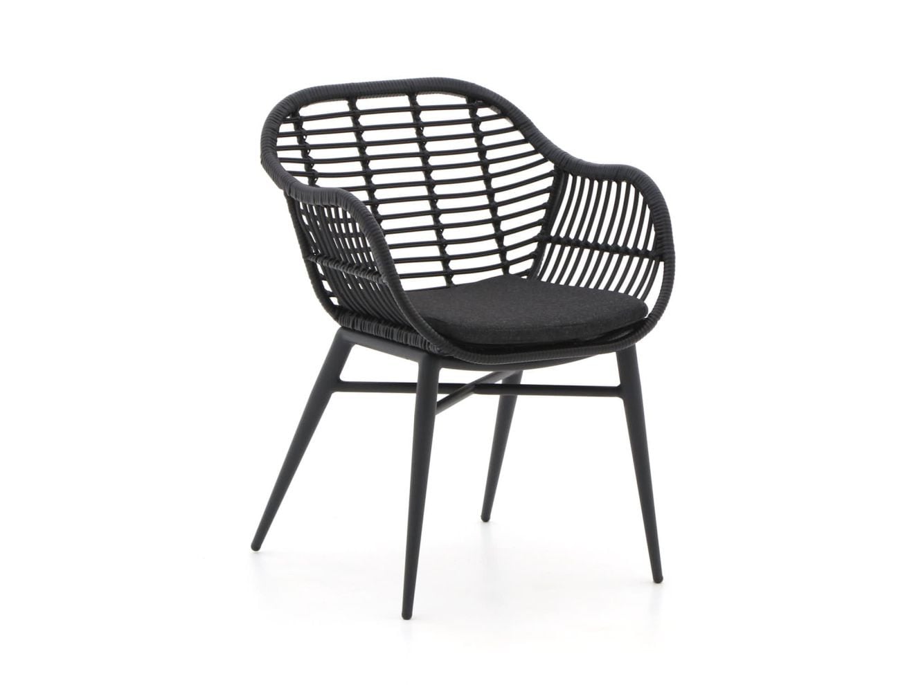 Intenso Azora Dining tuinstoel met armleuningen, zwart polyrattan en aluminium onderstel