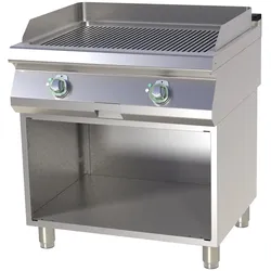 Gastro Elektro-Griddleplatte gerillt verchromt Standgerät Unterbau Grillplatte Bratplatte 800x730x900 mm 9 kW