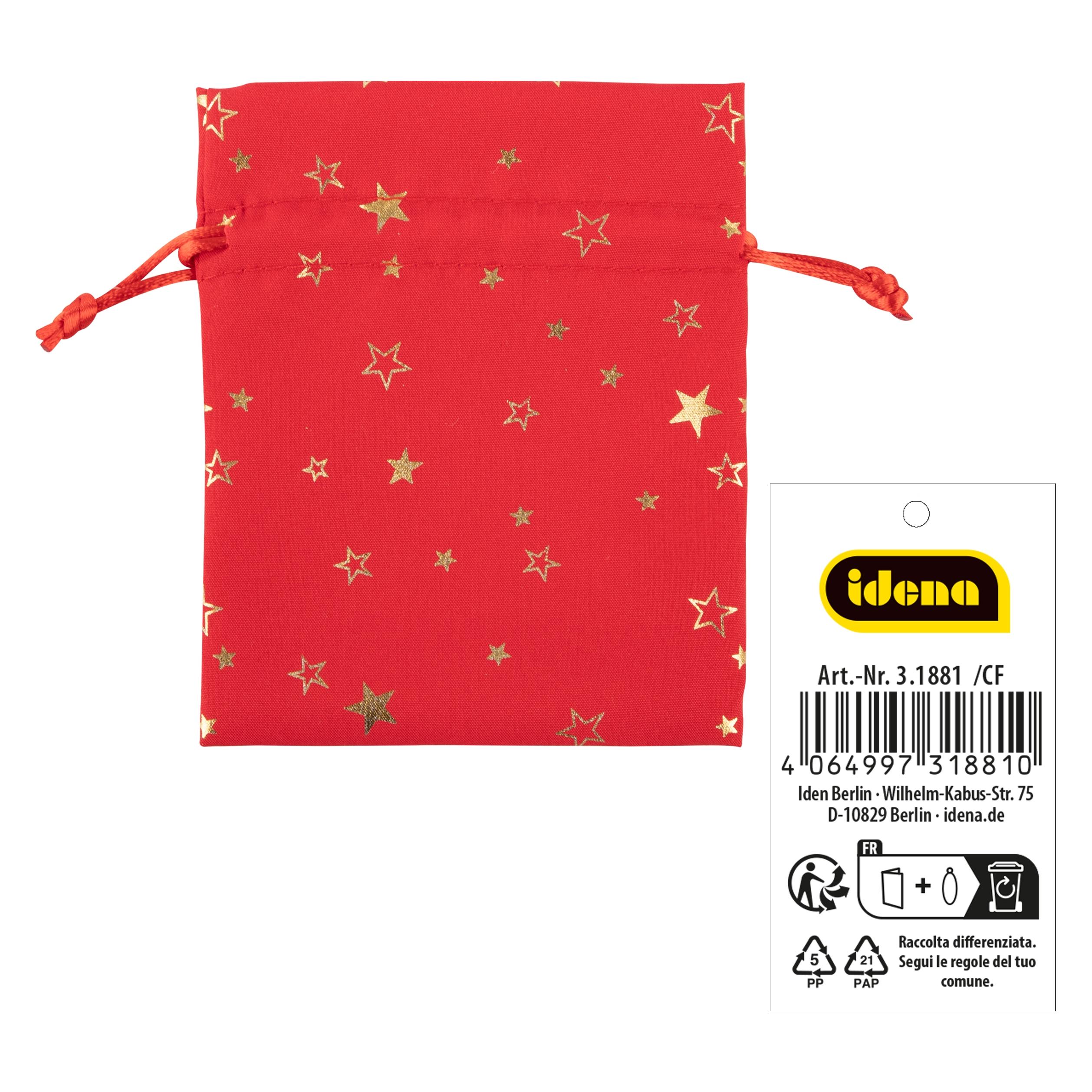 Idena Geschenkbeutel Polyester rot 10x13cm (1x) (61210518)