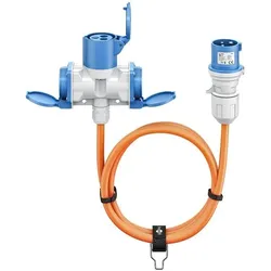 goobay Camping Adapterleitung 10.0 m IP44 CEE-Stecker CEE-Buchse orange