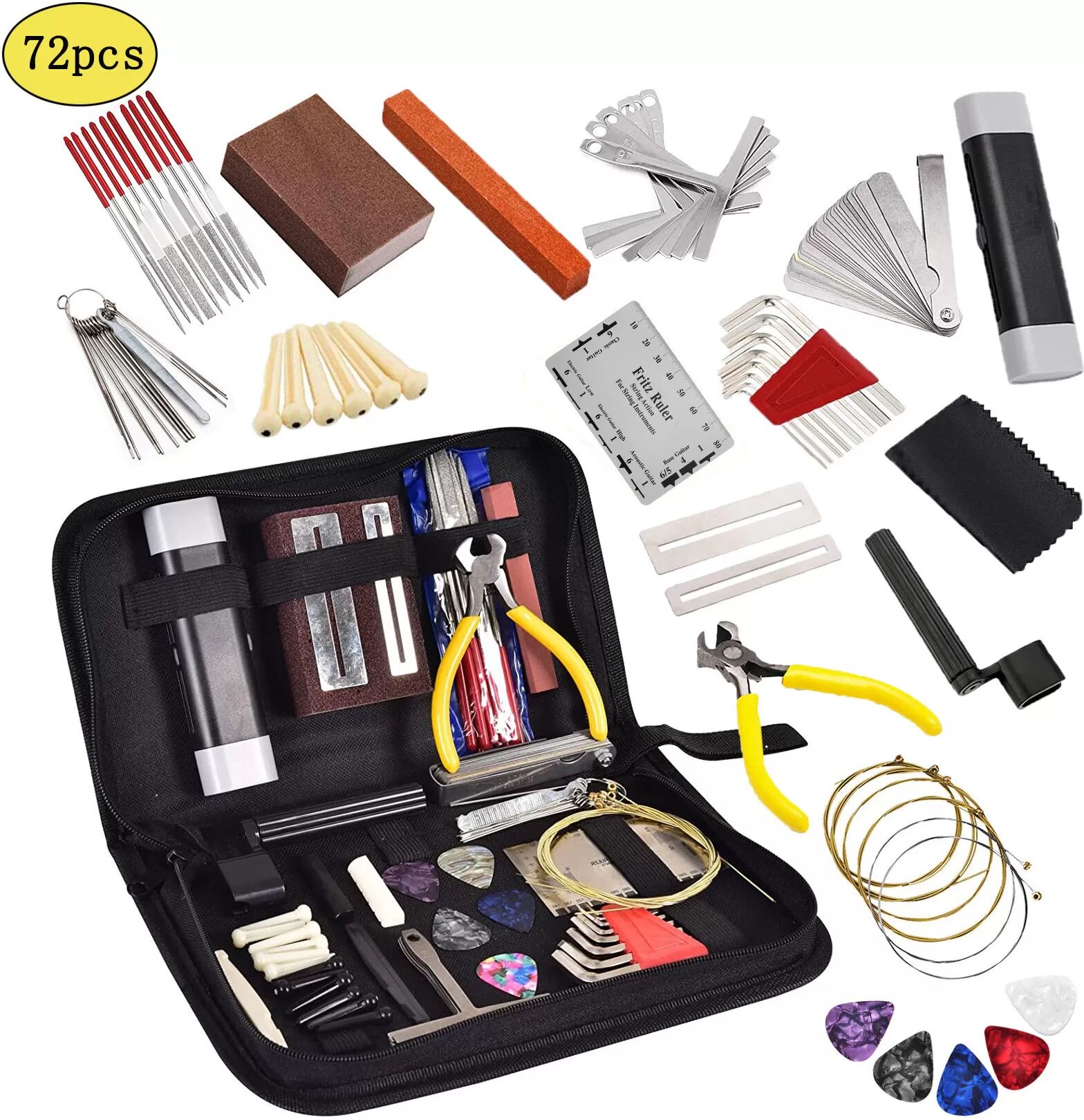 INF Kit de 72 pièces pour la réparation et l'entretien des guitares