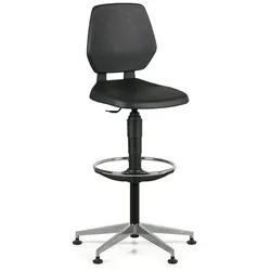 Arbeitsstuhl ALOY PU, hoch, Gleiter, schwarz