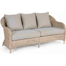 Gartensofa Aditya New mit Kissen, Geflecht und Aluminium, skandinavisch, sand-beige, Outdoor geeignet
