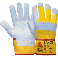 HASE 292002 9 - Arbeitshandschuhe, Leder, Sande, Gr. 9