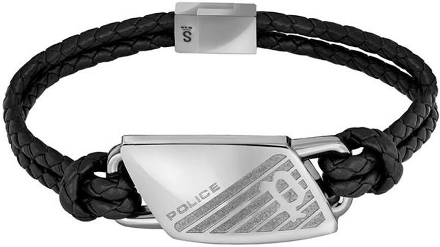 Police Lederarmband Matobo für Herren mit Edelstahl schwarz