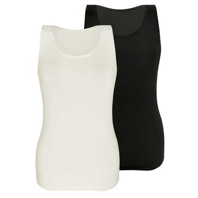 Unterhemd SASSA "2er Sparpack Top LOVELY SKIN", Damen, Gr. 42, N-Gr, bunt (schwarz ivory), Obermaterial: 95% Modal CMD. 5% Elasthan EL., Unterhemden Unterhemd
