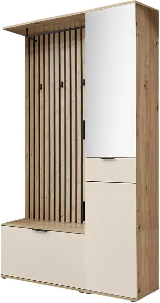 Höffner Kompaktgarderobe  Rovereto ¦ creme ¦ Maße (cm): B: 122 H: 195 T: 35.0