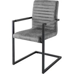 riess-ambiente Stuhl LOFT - vintage grau Armlehnen Eisengestell Esszimmerstuhl Freischwinger Industrial