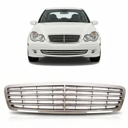 Kühlergrill 4 Streben Chrom passend für Mercedes-Benz C-Klasse W203 2000-2007