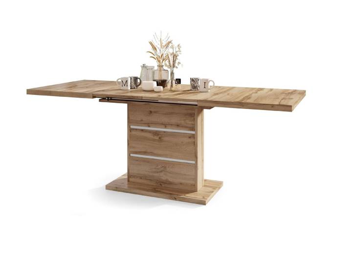 Mazzoni Esstisch Design Piano Tisch Eiche Wotan Weiß ausziehbar 120 - 200 cm