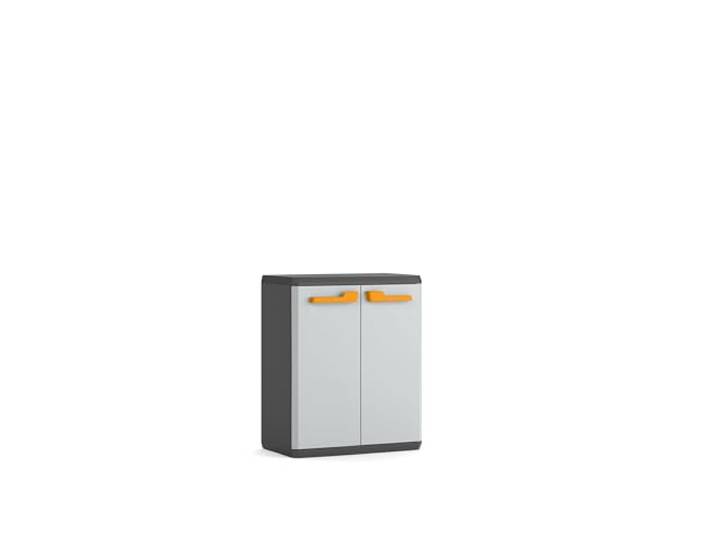 Keter Rio Kunststoffschrank, niedrig, BxTxH: 68x39x83cm, grau/gelb, inkl. höhenverstellbarem Einlegeboden (max. Tragkraft 15kg)