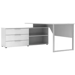 Innostyle Eckschreibtisch Santorin Dekor Weiß / Silber