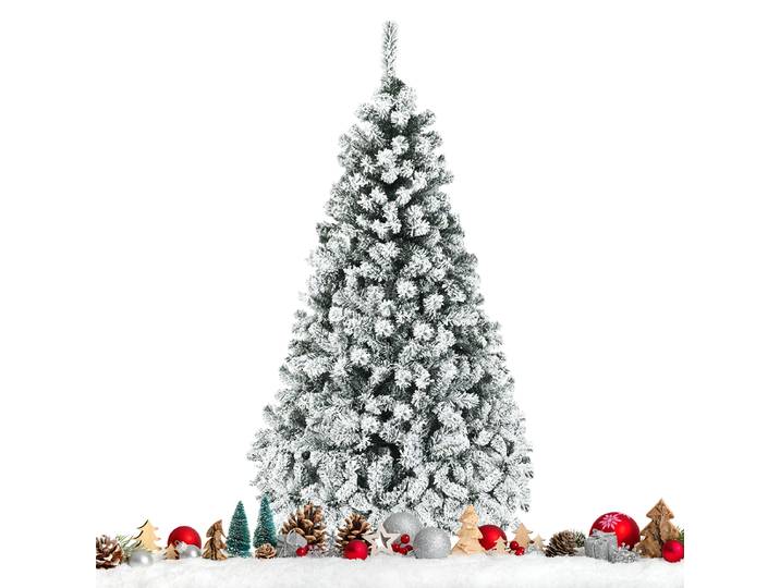 225 cm Kunstkerstboom met Sneeuw en Warm Witte LED Verlichting Kerstboom PVC Naalden