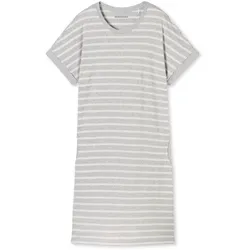 SCHIESSER Damen Nachthemd 95cm - Nachtwäsche, Kurzarm, Baumwolle, Muster Grau/Weiß / 3XL