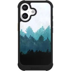 Nivocase Hülle für Apple iPhone 16 Stossfeste Handyhülle NIVOmax Case Schwarz Abstrakt Baum Wald (Apple iPhone 16), Smartphone Hülle, Schwarz