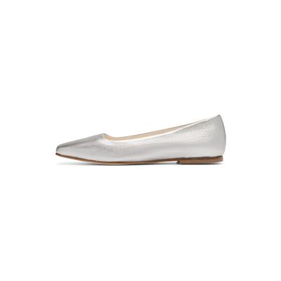 Ballerina HENRY STEVENS "Audrey B Businessschuh", Damen, Gr. 36, silber, Ziegennappa, Schuhe Ballerina, Damen Halbschuhe Leder handgefertigt, Slipper
