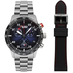 Zeppelin 7298M-3 Set Herren-Chronograph Eurofighter mit 2 Armbändern