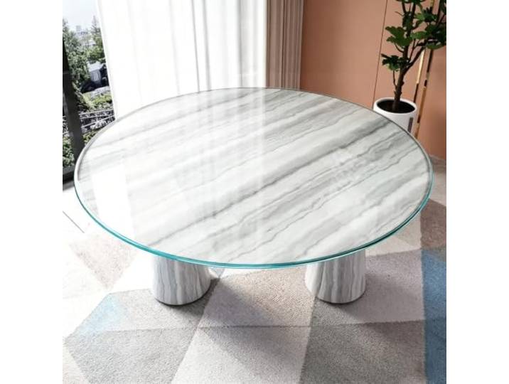 Dicke Klarglas-Tischplatte, Dicke Glasoberfläche, Transparente Tischoberfläche, Mit Abgerundeter Kante, Mitteltisch Aus Gehärtetem Glass(75CM(29.5IN))