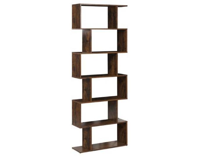 Bibliothèque design effet bois foncé 6 niveaux VALDOSA