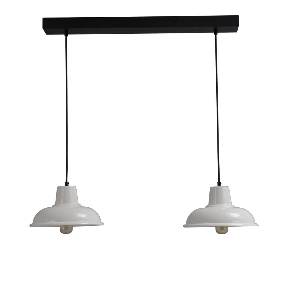 Masterlight Di Panna Industria Retro Eettafellamp - 2-lichts - Wit met Zwart
