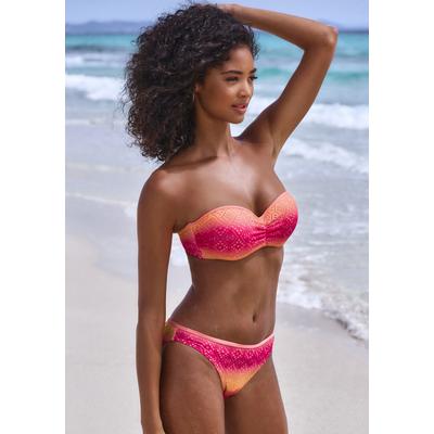 Bügel-Bandeau-Bikini BUFFALO, Damen, Gr. 40, Cup B, pink (pink, orange), Polyester, Recycling-Polyamid, Farbverlauf, Bikini-Sets, mit Farbverlauf