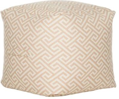 SAFAVIEH Valentina Fret 18-Inch Upholstered Ottoman, Modern