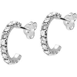 925er Silber Ohrstecker PLATINIERT + OFFENER RING MIT KRISTALLEN