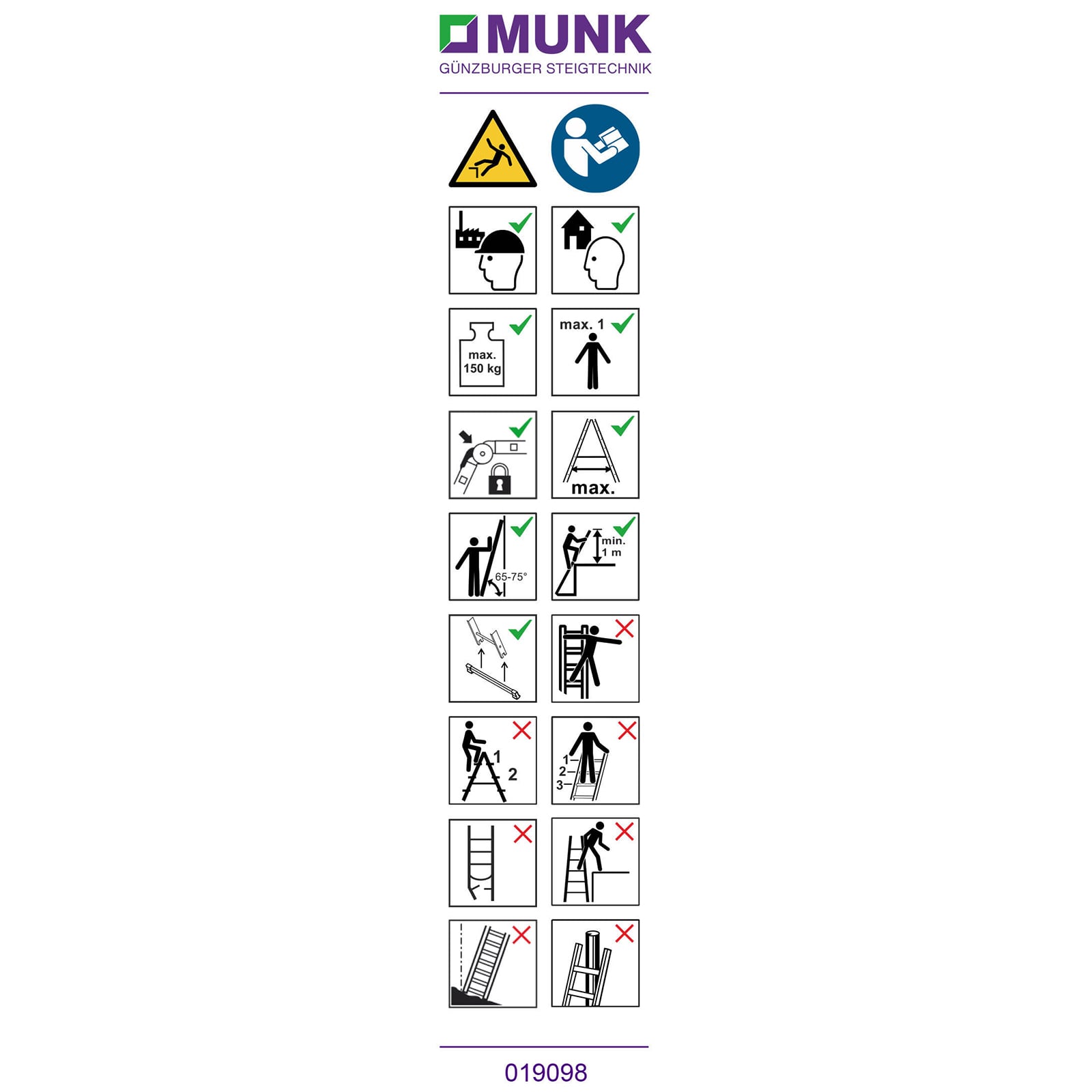 Munk Günzburger Steigtechnik MUNK Produktaufkleber 4x4 Vielzweckleiter 20 Stück