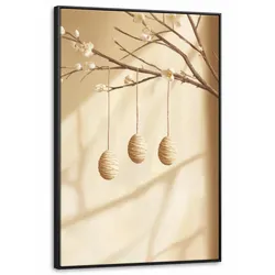 LEINWAND Bilder mit Rahmen - Beige - Osterkuchen - Eier - 100x150