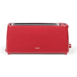 Livoo Toaster mit breitem Brotschlitz, Toaster, Rot