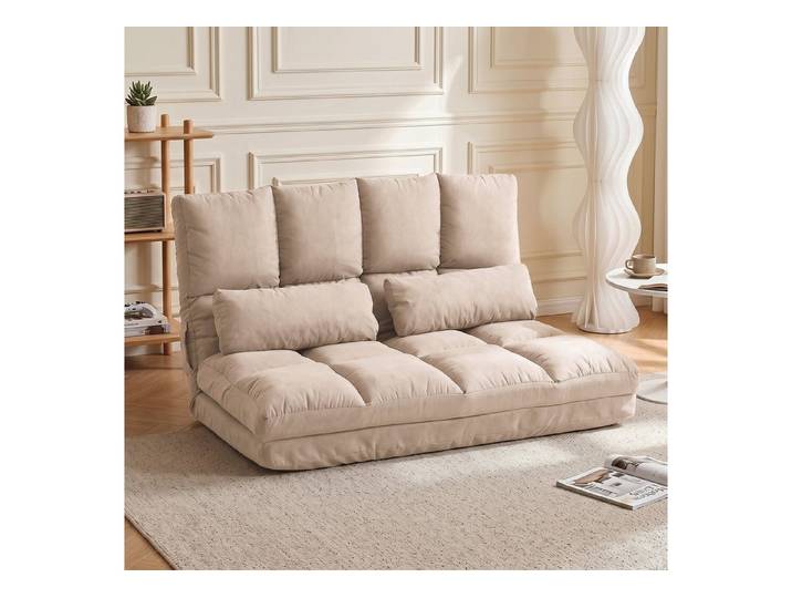 HOMCOM Relaxsessel Bodenstuhl Bodensessel mit Liegefunktion VerstellbarerRückenlehne (Klappbett, 1-St., 2-in-1 Bodensessel), für Schlafzimmer, Wohnzimmer, Beige