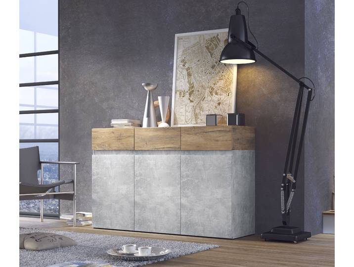 Sideboard HOME AFFAIRE Rimini , grau (atelier hell, kastanienfarben), B:135cm H:86cm T:40cm, Sideboards, Sideboard, Breite 135 cm