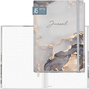 paper&you Notizbuch Grey Marble, 6613-1, Karton Softcover, grau, 78 Blatt / 156 Seiten, 100 g/m², dotted, A5