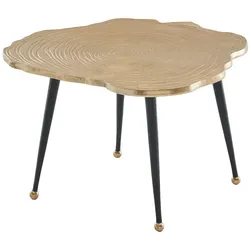 Moderner Couchtisch - Schwarz/Gold, Baumscheiben-Look aus Aluminium. 64x64x37 cm | Kadima Design