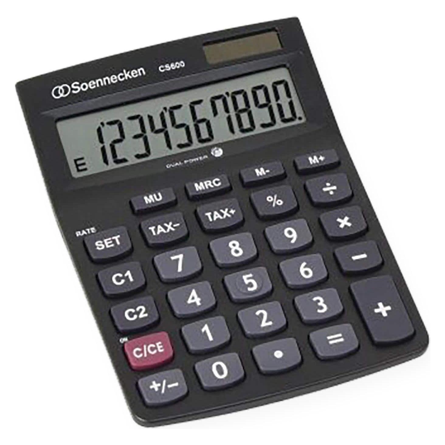 Soennecken Taschenrechner CS600, Schwarz (Solarenergie) (8661)