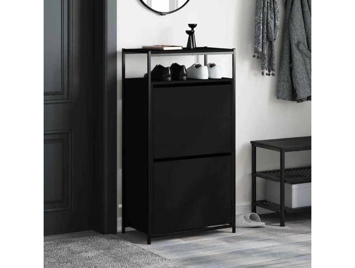 Casier à chaussures - Peu encombrant - Cabinet à chaussures Noir - Assemblage requis（4234）