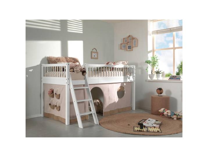 Vipack Hochbett, Weiß, Holz, Buche, Höhe ca. 20 cm, seitenverkehrt montierbar, 90x200 cm, Kinderzimmer & Jugendzimmer, Kindermöbel, Kinderbetten, Hochbetten