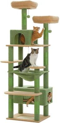 Inspired Living Luxury Multi Level Cat Tree Tower With Hammock, Condo & Scratching Posts For Indoor Cats d