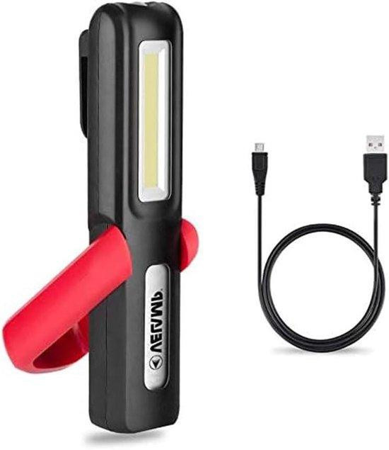 VELAMP Oplaadbare LED Werklamp met Magneet en 270 Graden Rotatie - Rood