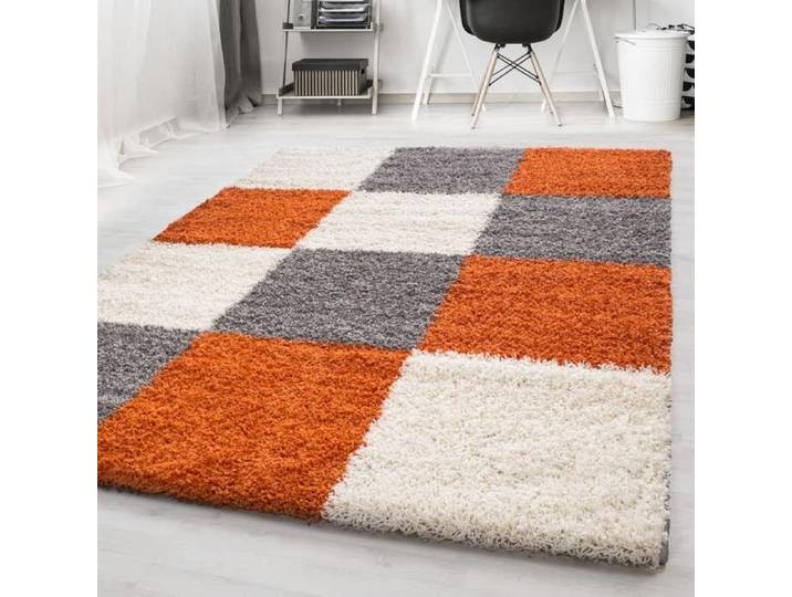 Tapis - NAZAR RUGS - ODDA - Shaggy - Damier - 200x290 cm