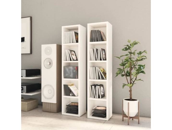 Armoires à CD - - 2 pcs - Blanc - 21x16x93 5 cm - Aggloméré
