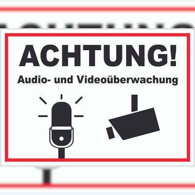 HB-Druck Achtung Audio- und Videoüberwachung Aufkleber A1 (594x841mm)