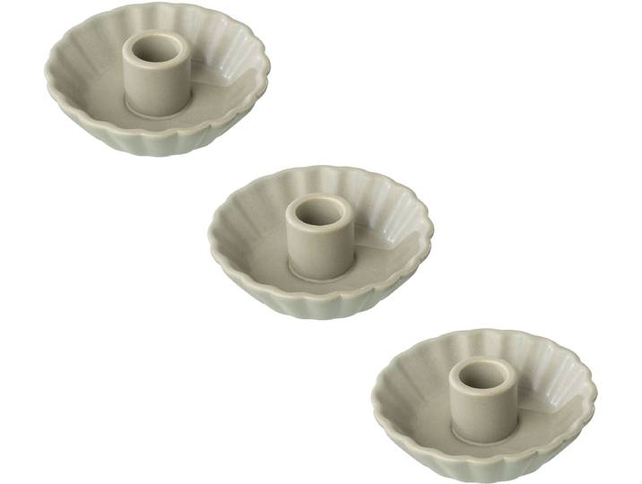 Kerzenhalter CREATIV DECO Weihnachtsdeko , grau, H:4cm Ø:10,5cm, Keramik, Kerzenhalter, Kerzenhalter, erinnert an ein Kuchenförmchen
