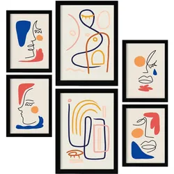 POSTER Set Mit 6 Jazzy Arts 3 In Weibliche Zusammenfassung A3 & A4 Schwarzer Rahmen