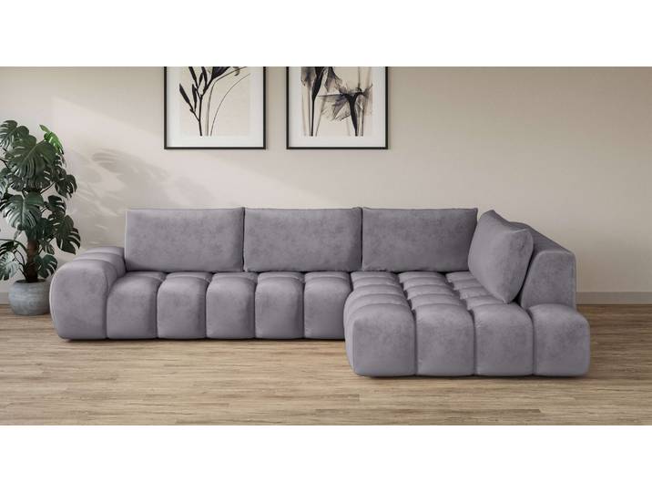 Ecksofa, Polyester, Hellgrau 296×176,5 cm, Lose Rückenkissen, Modern, Inosign