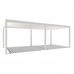Weide E-Deluxe elektrische Pergola Voll-Aluminium 3,6x7,2m mit Lamellendach weißᅠ